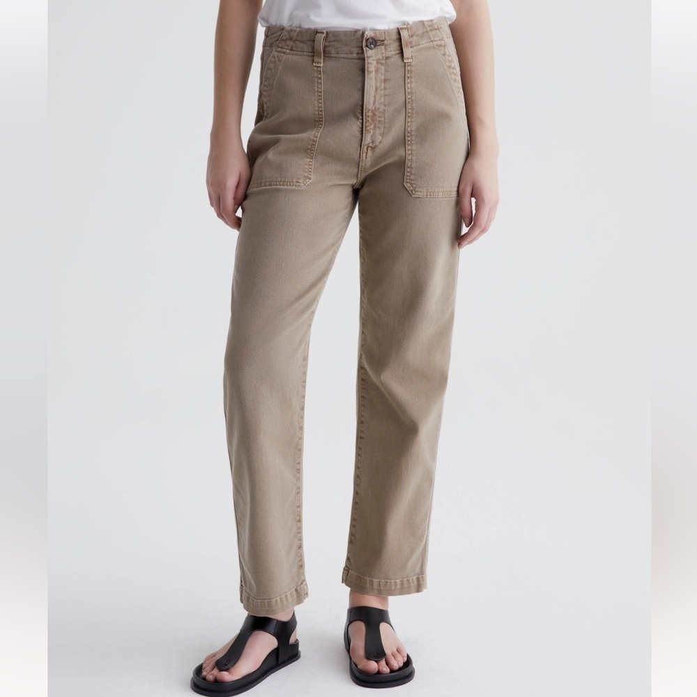 AG Analeigh High Rise Straight Crop Jeans Sulphur Desert Taupe Casual Women 32